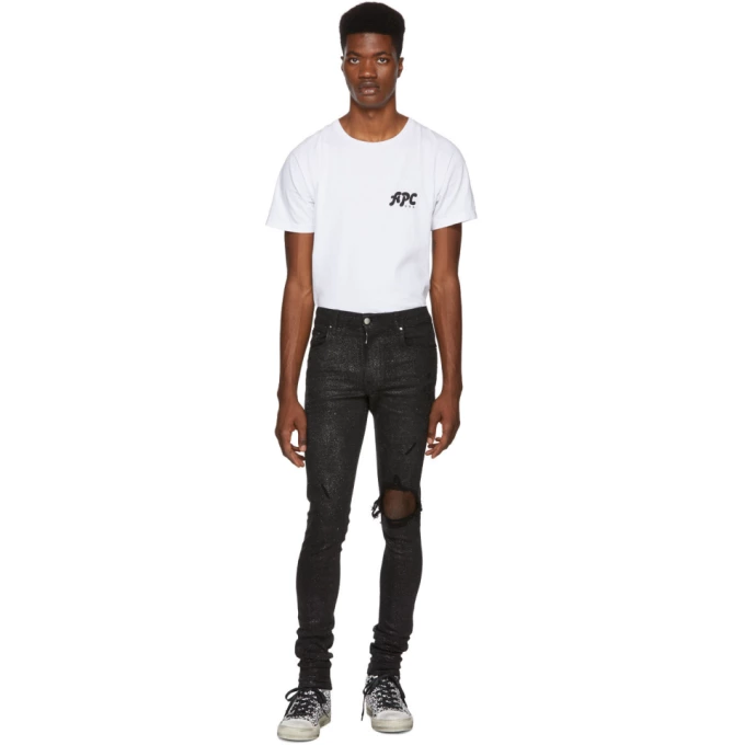 Black Glittered Broken Jeans