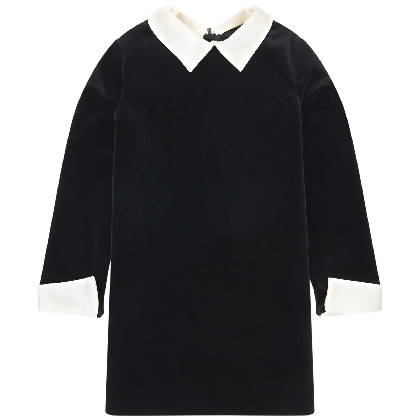 Velvet dress with a removable collar