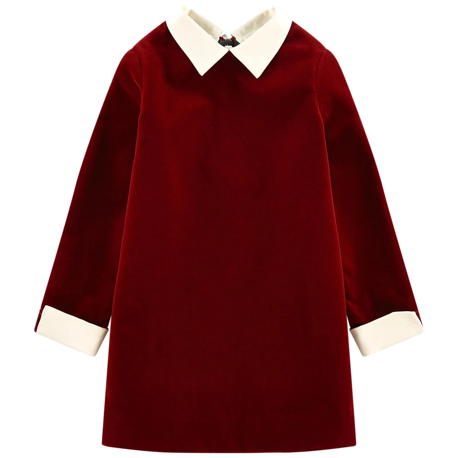 Velvet dress with a removable collar