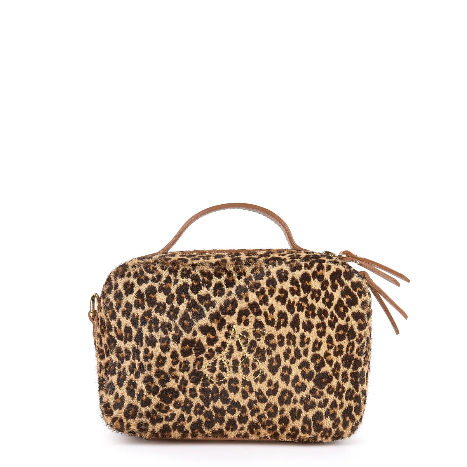 Small leopard cow leather bag
