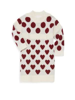 Babys & Little Girls Mini Heart Dot Sweater Dress