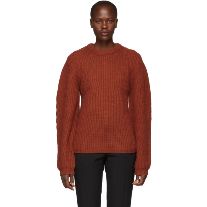 Orange Cashmere Crewneck Sweater