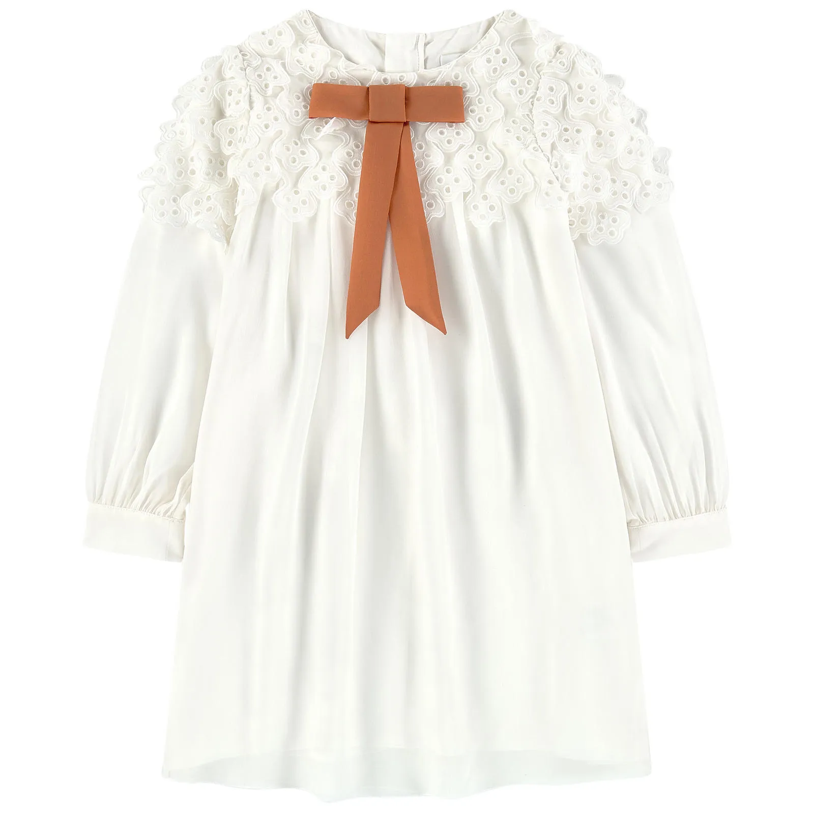 Couture silk and broderie anglaise lace dress