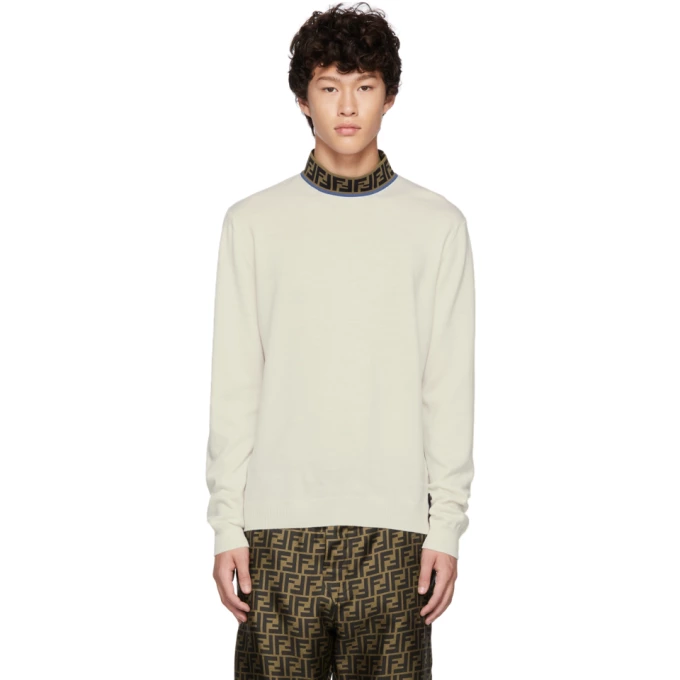 White Forever Fendi Contrast Turtleneck