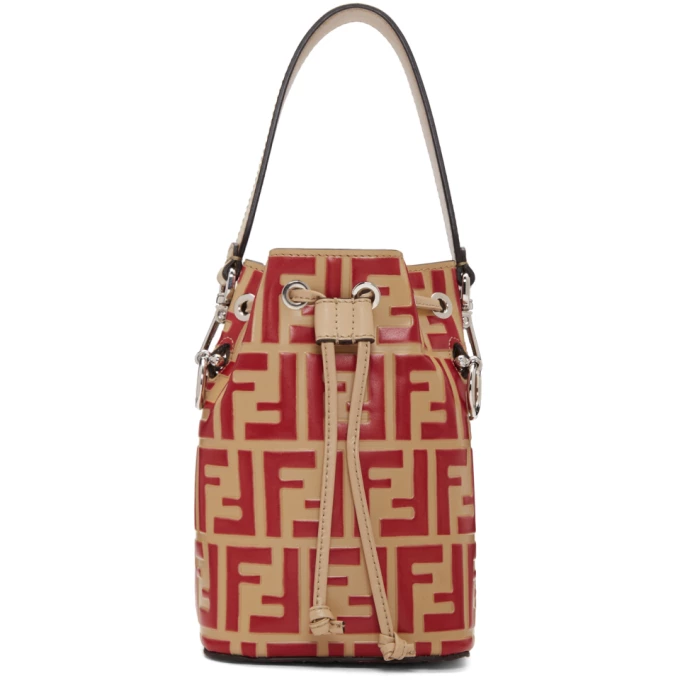 Red & Beige Forever Fendi Mini Mon Tresor Bag