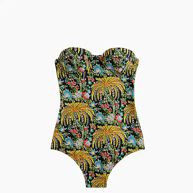 Underwire one-piece swimsuit in dryad palms print