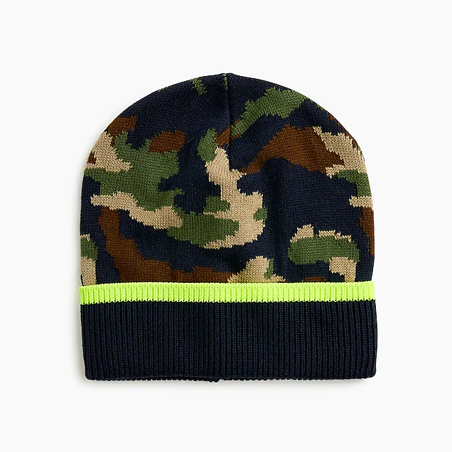 Kids knit beanie in camo colorblock