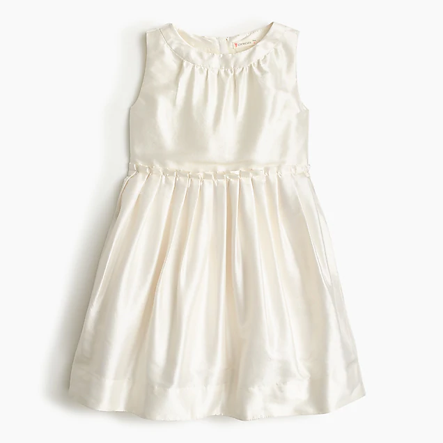 Girls pleated dress in silk dupioni