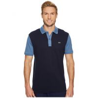 Short Sleeve Color Block Pique Pima Stretch Slim