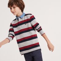 Boys Striped Cotton Jersey Polo