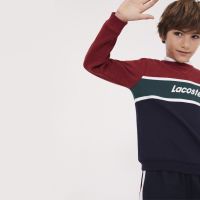 Boys Crew Neck Lettering Colorblock Jersey Sweater