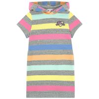 Striped dress with a hood