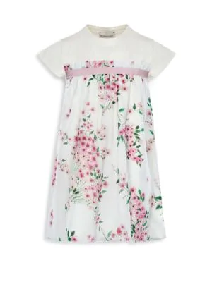 Little Girls & Girls Jersey Dress with Woven Floral Print Overlay