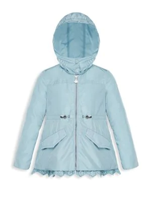 Little Girls & Girls Lotus Eyelet Hem Windbreaker
