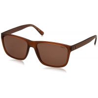 Polo Ralph Lauren Mens Injected Man Sunglass Rectangular, Matte Brown, 57 mm