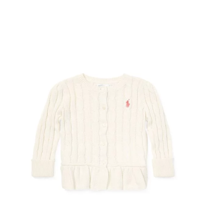 Cable Peplum Cotton Cardigan