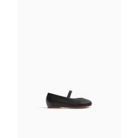 LEATHER BALLET FLATS WITH ELASTIC STRAP